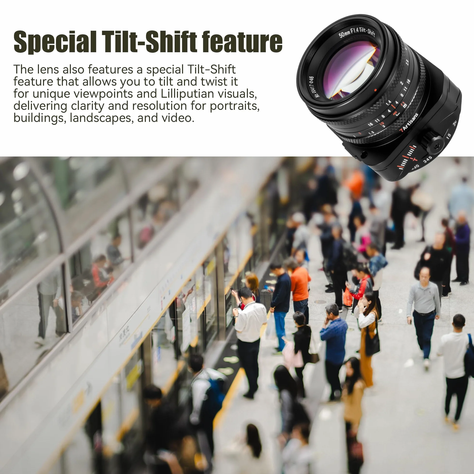 7artisans Objectif 50 mm F1.4 APS-C avec Cadre Inclinable et Compatibilité 2 en 1 pour Appareils Photo sans Miroir Sony E-Mount A6500A6300A6100A6000A5100A5000A6600NEX3NEX3NNEX5 NEX5TNEX5RNEX6NEX7.