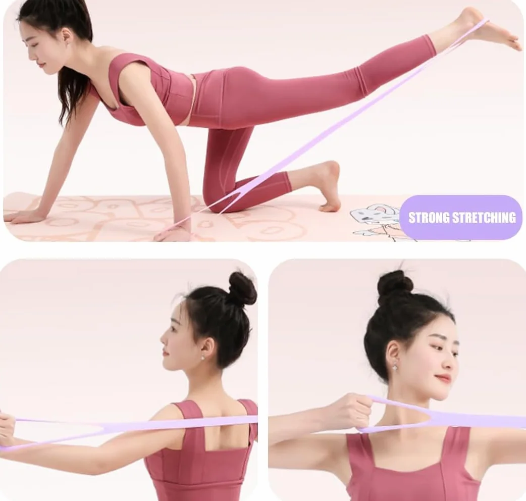 Bande de résistance élastique pour exercices d'étirement dos, bras, épaules, yoga, pilates