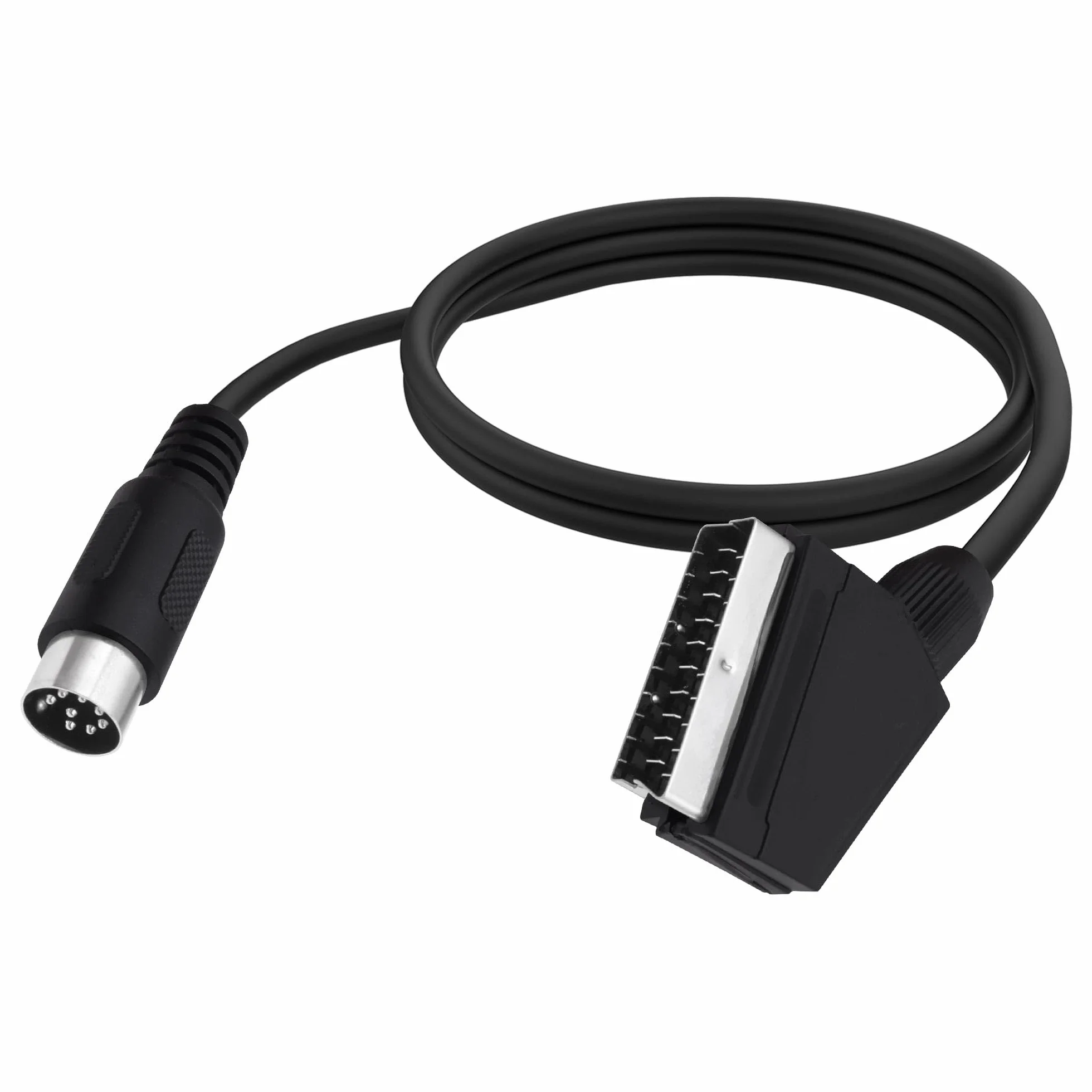 Câble conducteur DIN vers péritel 8 broches - Pour console de jeu - 21 broches - Fiche péritel RVB vers DIN 8 broches - Câble AV - Adaptateur audio vidéo - Pour console de jeu, TV, PC