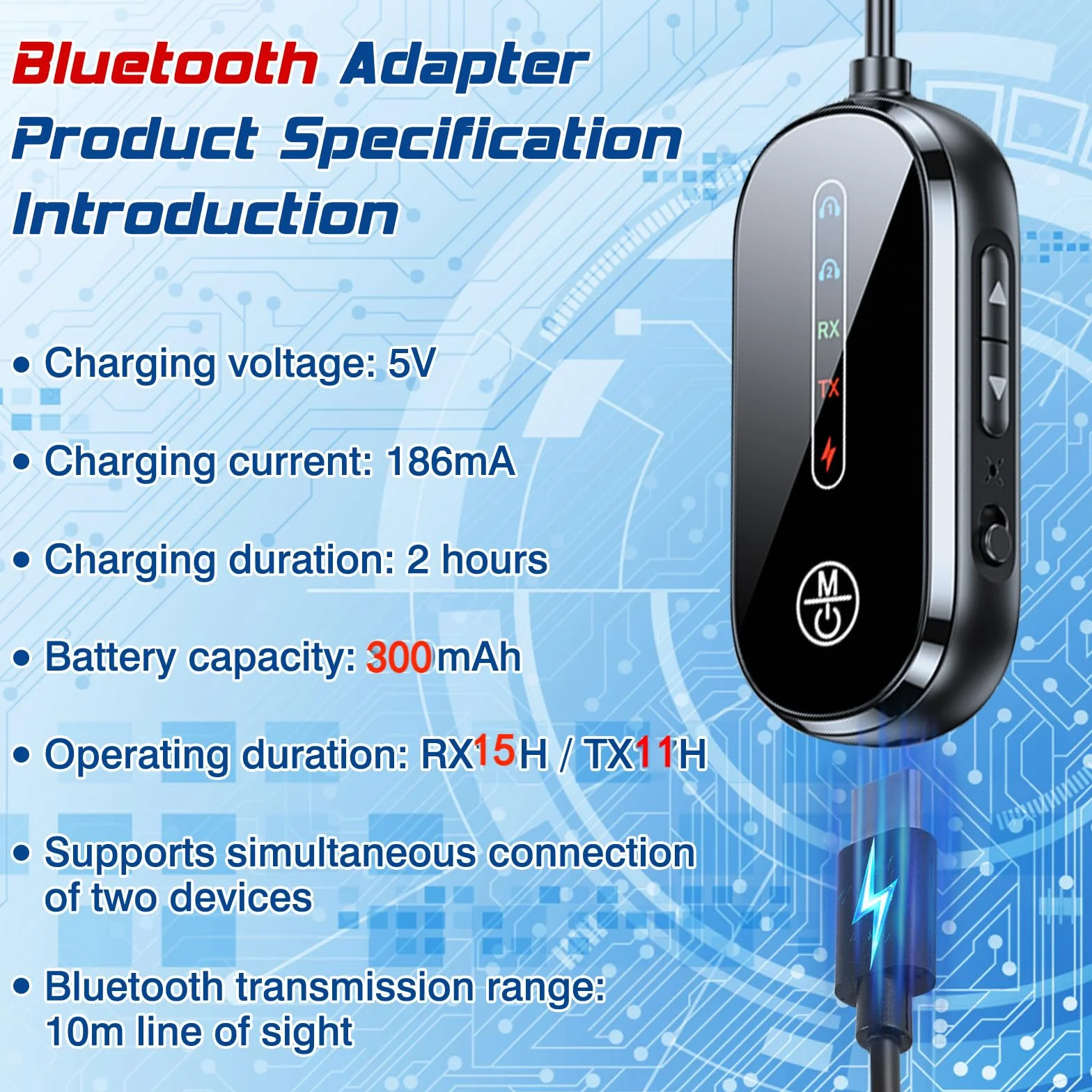 CAUTIOUS Transmetteur Récepteur Bluetooth 5.4 Adaptateur Bluetooth 2 en 1 Jack 3.5mm Faible Latence Adaptateur Emetteur RX/TX Ecouteurs Emetteur pour Audio TV/PC/Voiture