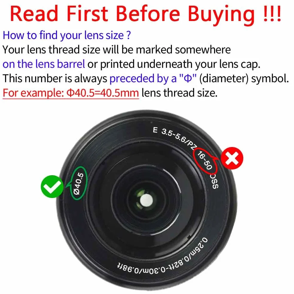 40,5mm Capuchon Bouchon D'Objectif pour Objectif Sony E-Mount 16-50mm F3.5-5.6 pour Sony a6600 a6500 a6400 a6100 a6300 a6000 a5100 a5000, ULBTER Diamètre 40,5 mm Cache avec Clipser -Lot de 2
