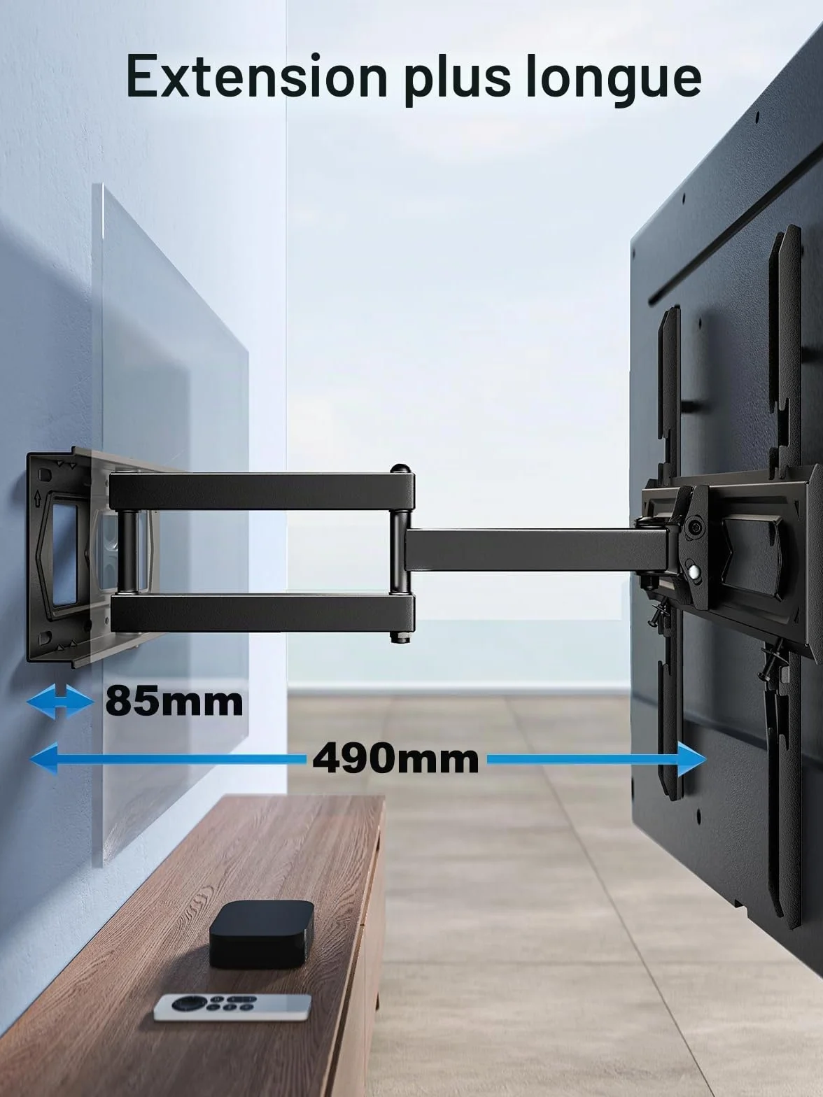 PERLESMITH Support Mural TV, pour 26-60 Pouces (66-152 cm) Télévision Jusqu'à 40kg, Fixation TV Murale Orientable et Inclinable 50 55 Pouces, Max VESA 400x400mm PSMFK10