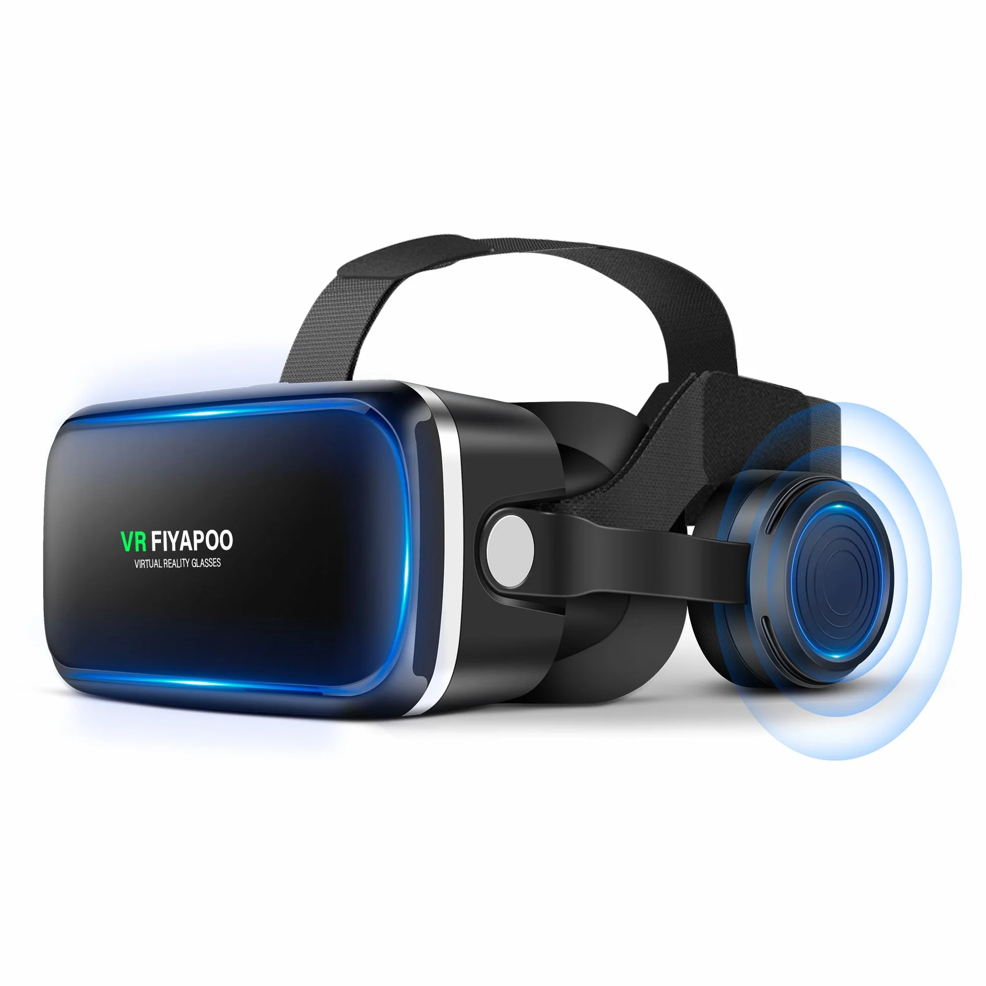 Casque VR HD Lunettes 3D avec Écouteurs Hi-Fi Intégrés pour Téléphone Android iPhone 4,7-6,6 Pouces