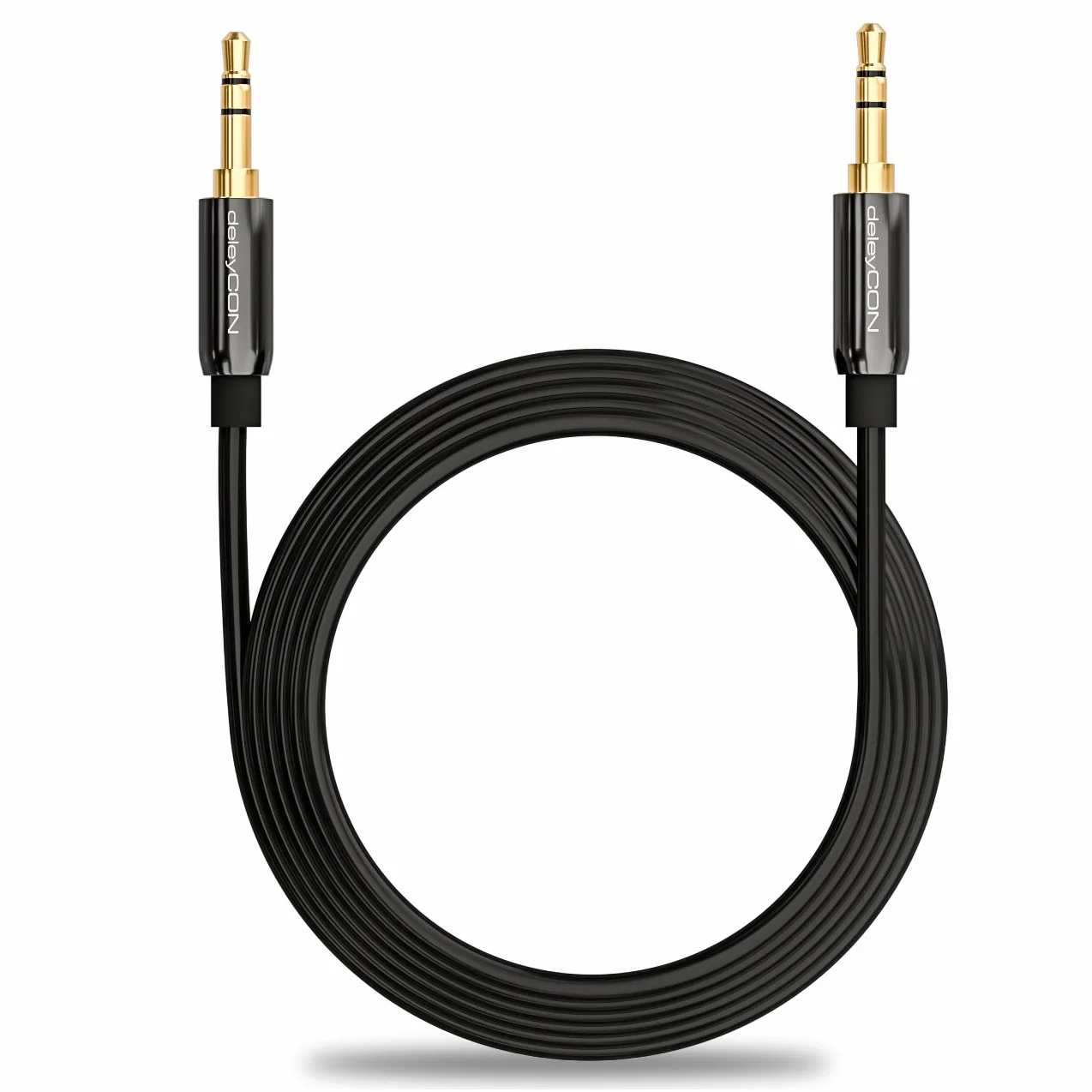deleyCON 10m Câble Jack 3,5mm AUX Câble Audio Stéréo Fiche Jack Droite pour PC Laptop Smartphone Tablette Voiture Récepteur HiFi - Noir