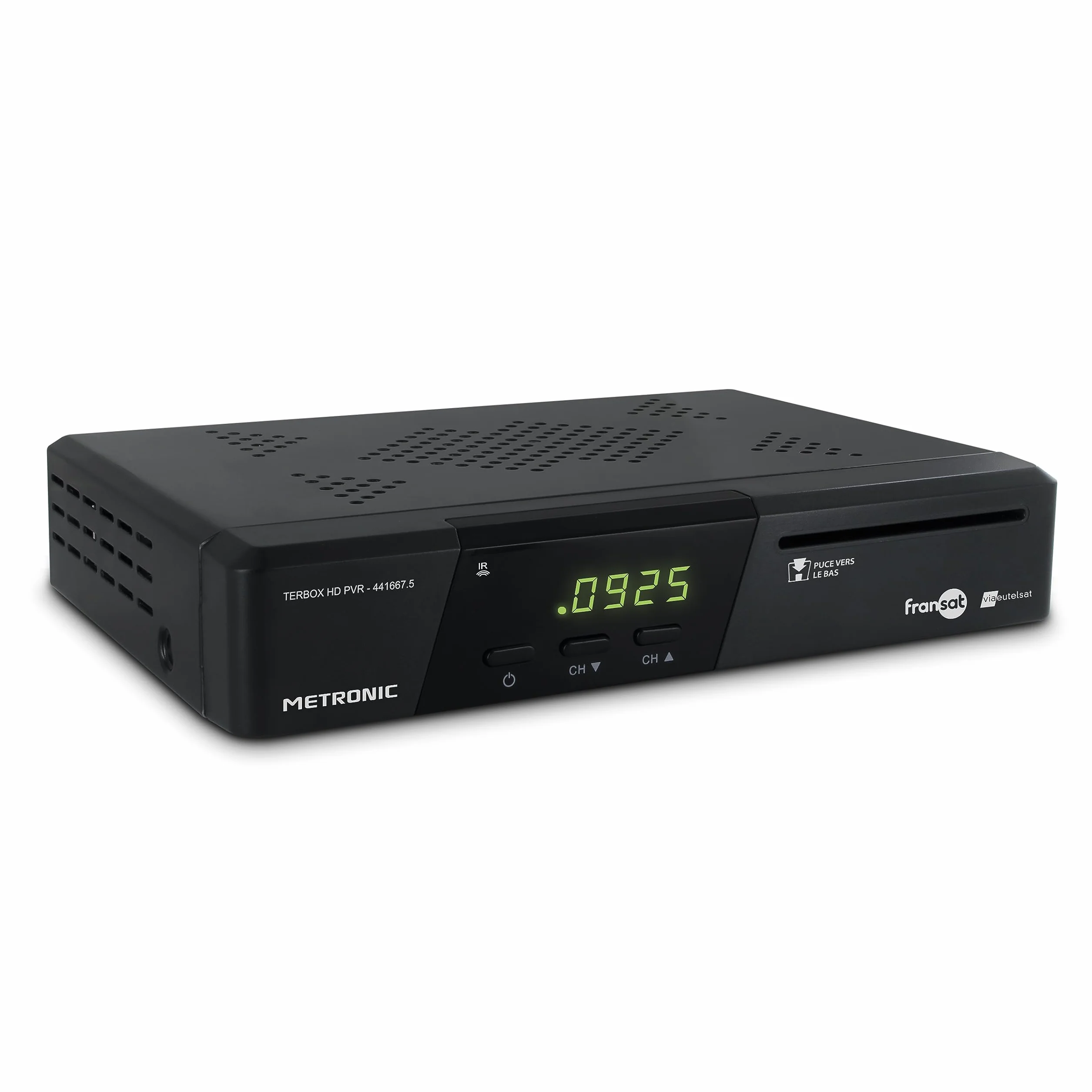 Metronic 441667 Décodeur TNT / FRANSAT Satellite Terminal HD PVR READY - TNT Gratuite Parabole Satellite Eutelsat - avec Carte FRANSAT - Fonction Enregistreur TV