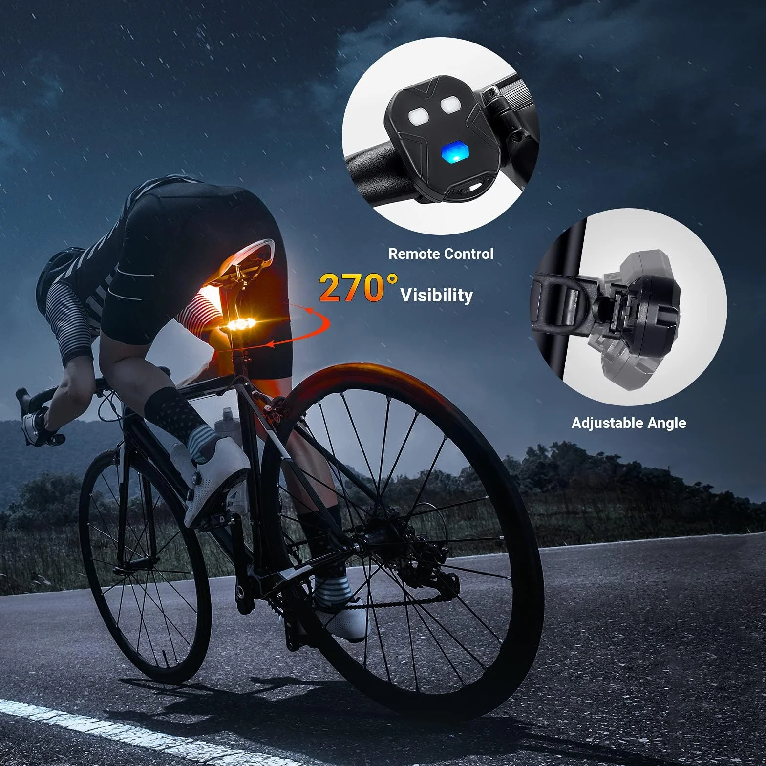 Clignotant Vélo Rechargeable USB avec Klaxon 120 DB Étanche Feu Arrière avec Télécommande Ultra Lumineux pour Nuit