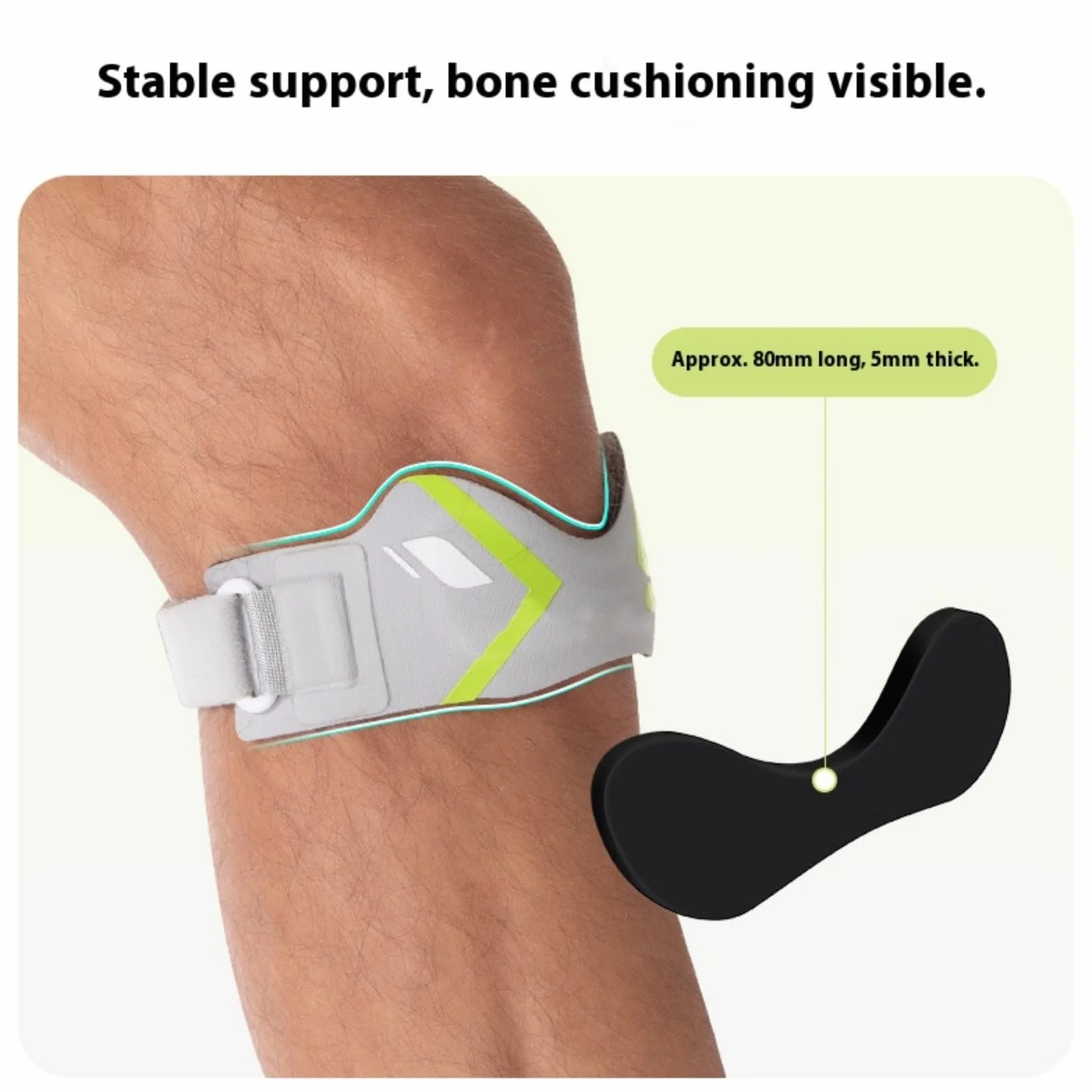 Genouillère invisible confortable avec sangle stabilisatrice, compression réglable