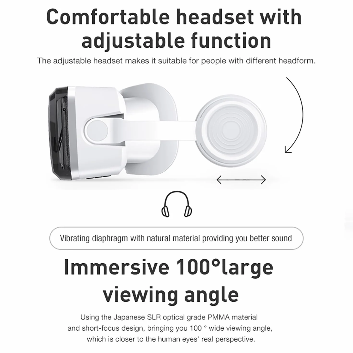 LONGLU Casque VR 3D Bluetooth pour Téléphones 4,7-6,7 Pouces avec Contrôleur Compatible iPhone Samsung Android