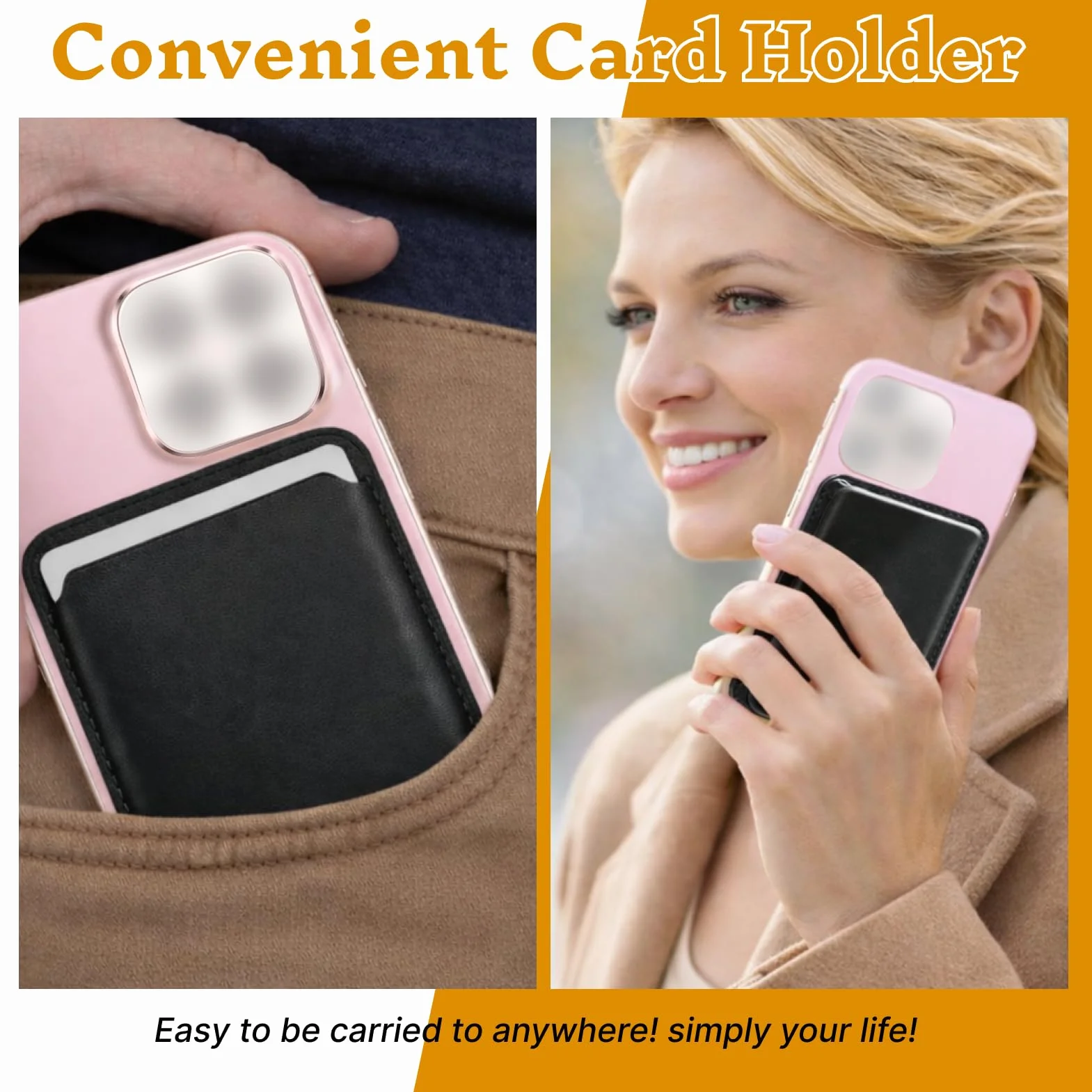 Porte Carte Magnétique Aimants Puissants Compatible iPhone 17/17e/Air/16/15/14/13/12 pour 2-3 Cartes