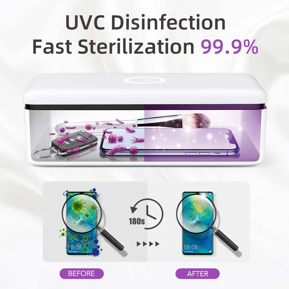 59S UV Stérilisateur LED Box avec 8 perles Lampe de Stérilisation Rapide 99,9%, Adaptée aux Téléphones Portables, à l'esthétique, aux Outils de Beauté et aux Soins Personnels