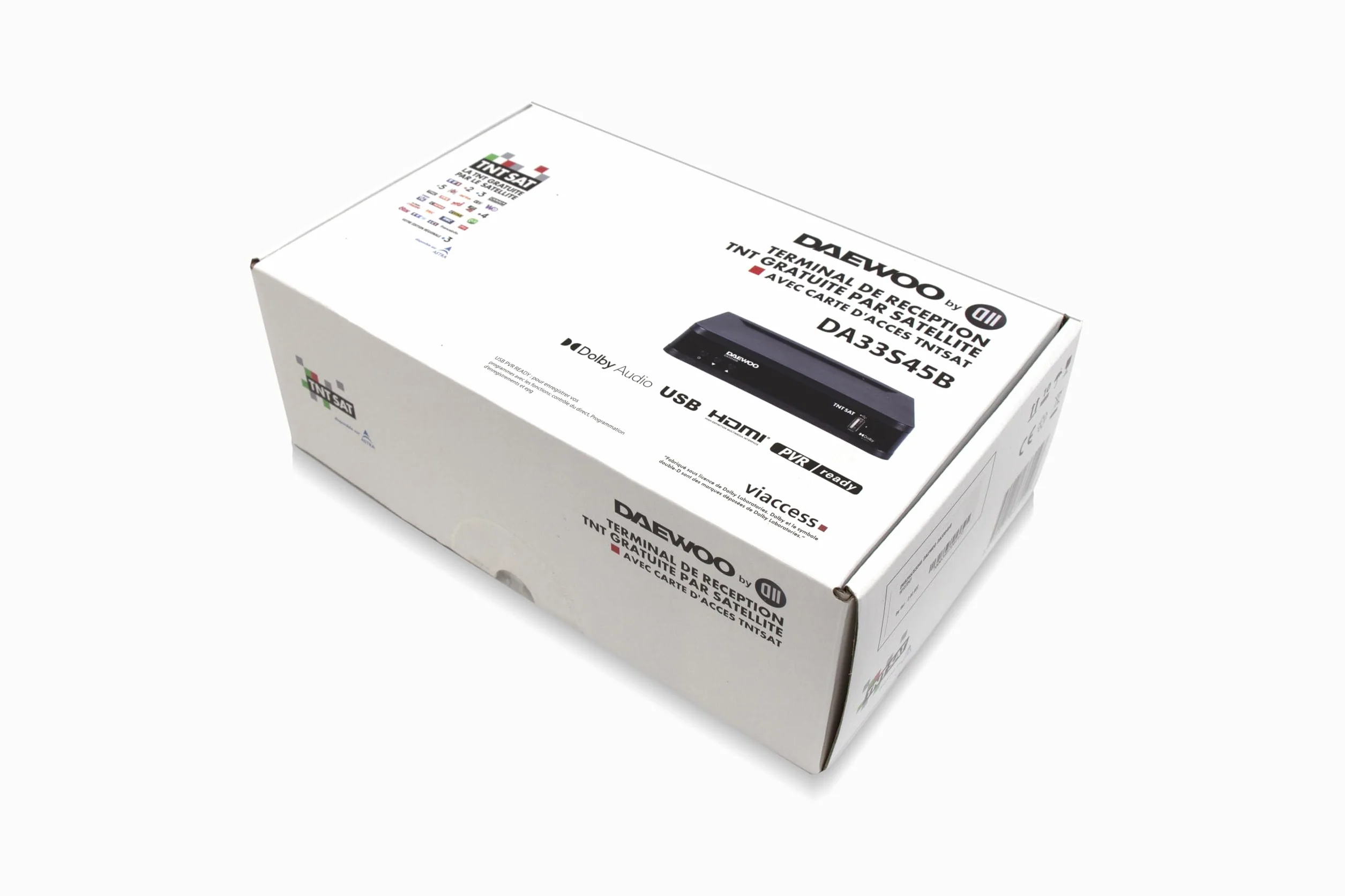D2 Diffusion Daewoo Décodeur Satellite DVB S/S2 - TNT Sat - avec Carte d'abonnement Incluse - Dolby Digital Plus - AC3 - Tuner - EPG - avec télécommande
