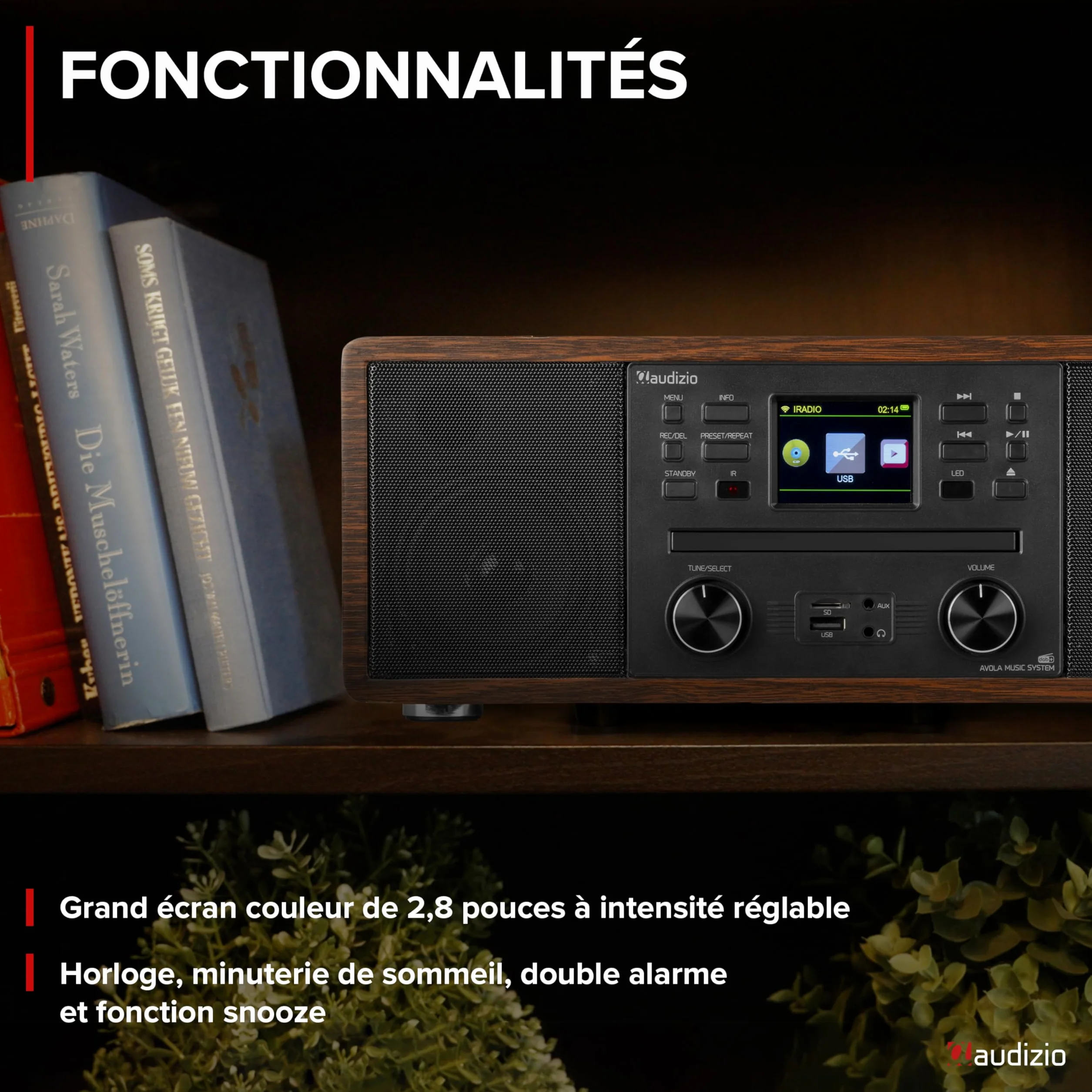 Audizio Avola Radio Internet WiFi avec Lecteur CD et Bluetooth - Couleur Noyer, Radio Dab+, FM, Haut-Parleurs Stéréo, Télécommande, Idéale pour Diffuser Vos Radios Préférées du Monde Entier