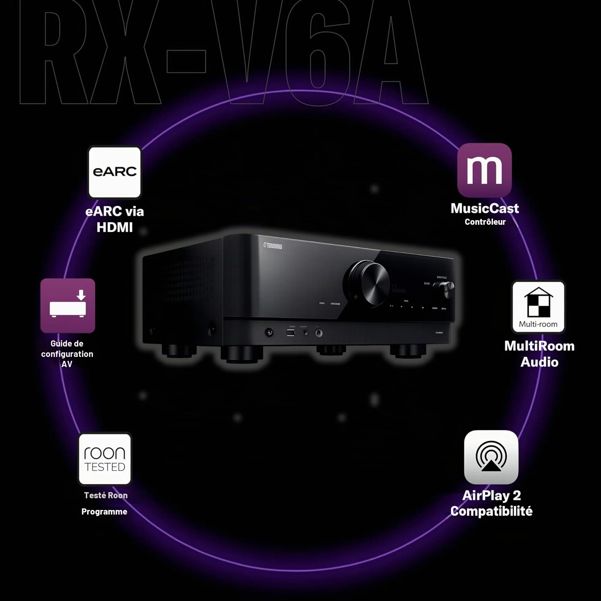Yamaha RX-V6A Amplificateur WiFi Dolby Atmos Height Virtualizer Home Cinéma 7.2