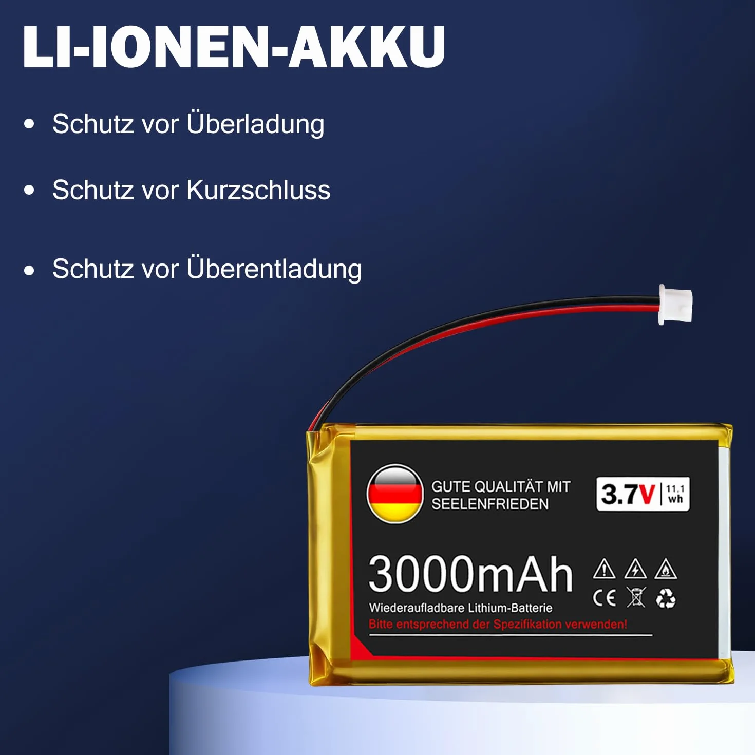 Batterie Lithium 3,7 V 3000 mAh, 1 S, 1 C, avec Carte de Protection et connecteur Micro JST 1.25, pour Carte de développement Arduino Node MCU ESP32