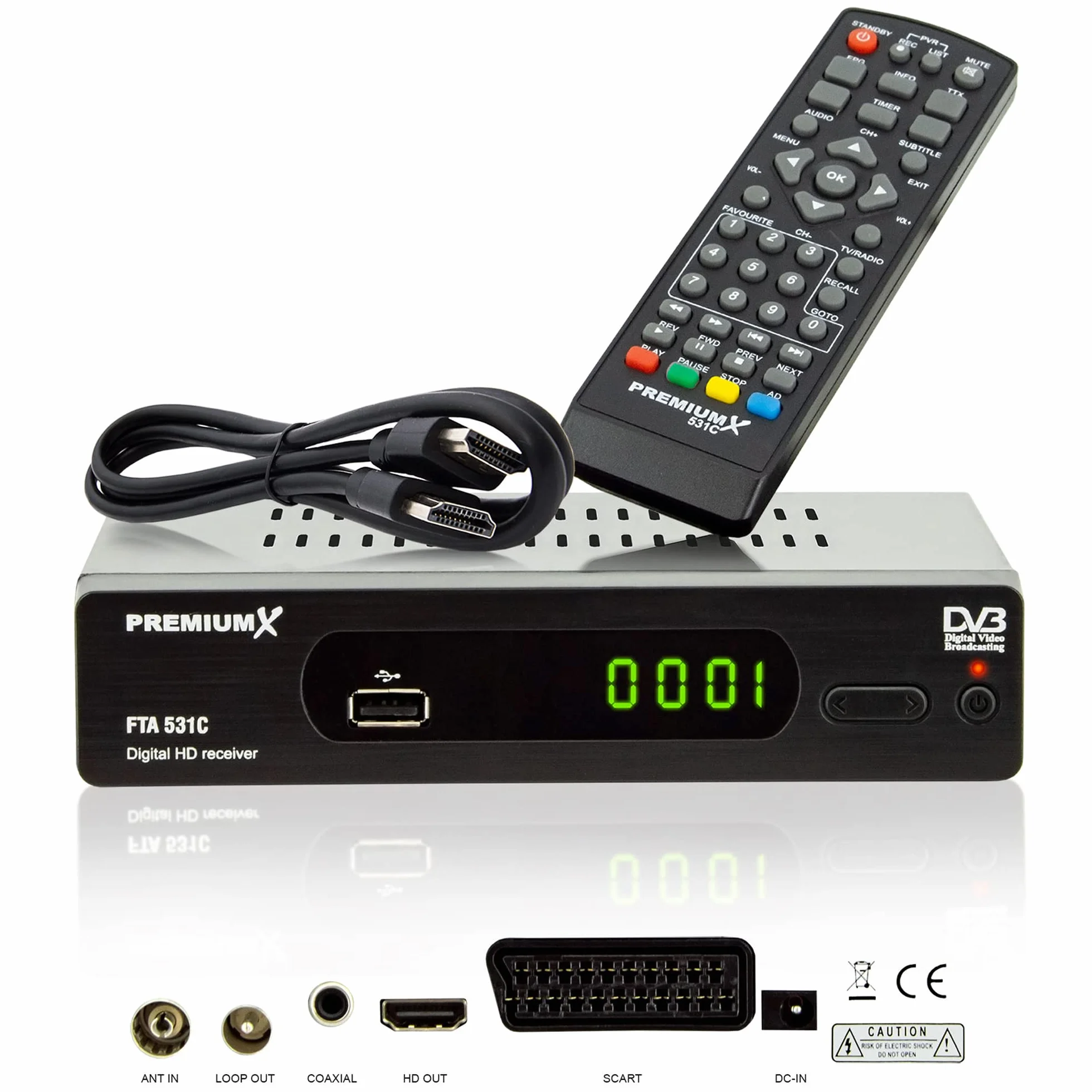 Premium X Récepteur câble DVB-C FTA 531C Digital FullHD SCART HDMI USB Media Player Récepteur TV TV par câble