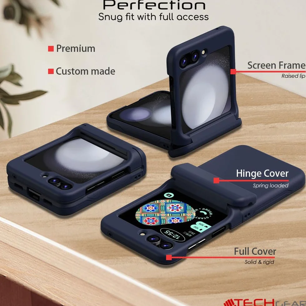 TECHGEAR Coque Samsung Galaxy Z Flip 6 avec porte-cartes Protection robuste Bleu