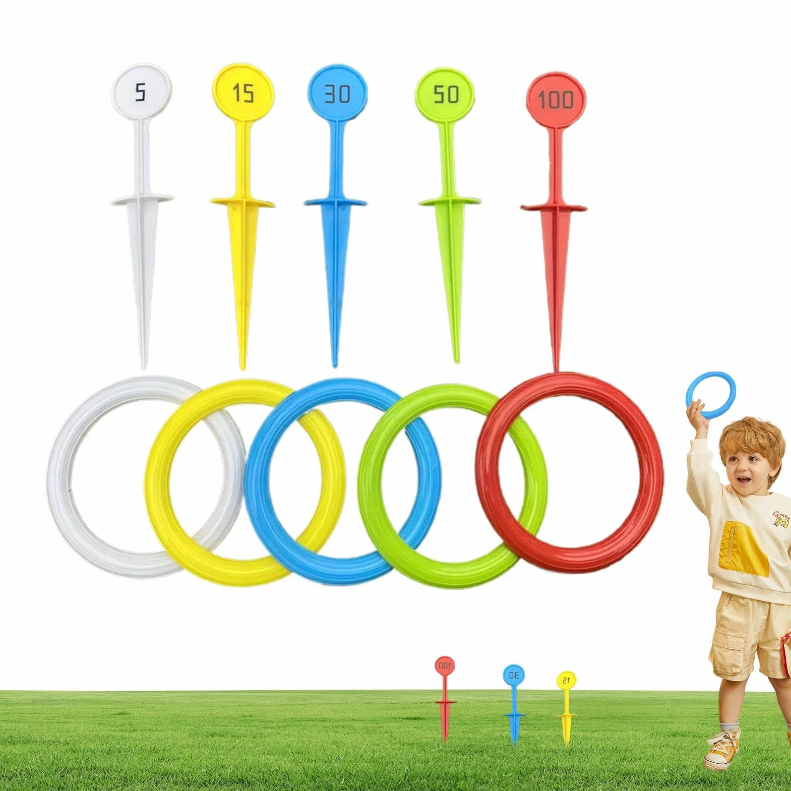 Jeu De Lancer D'anneaux pour Adultes - Jeux Extérieurs Colorés pour Jardin, Accessoire Sportif De Cour