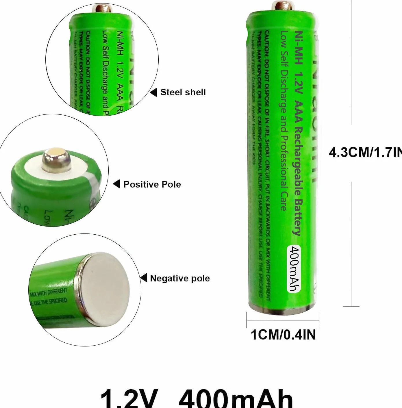 Piles Rechargeables AAA 400mAh 1,2V Ni-MH pour Gigaset, Lot de 4