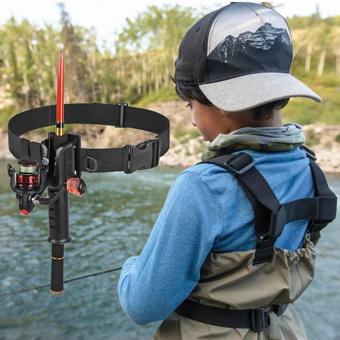 Ceinture de Pêche Réglable avec Anneaux en D, Support de Canne Portable