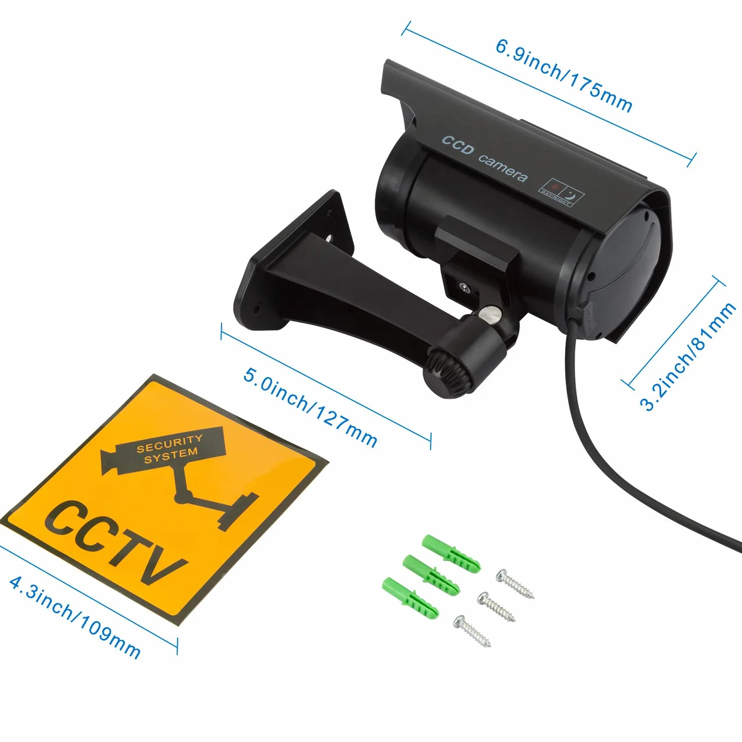 Caméras factices avec Panneau Solaire, Fausse de Sécurité Caméra CCTV avec LED Lumière pour Usage Intérieur Extérieur (4 Pack, Noir)