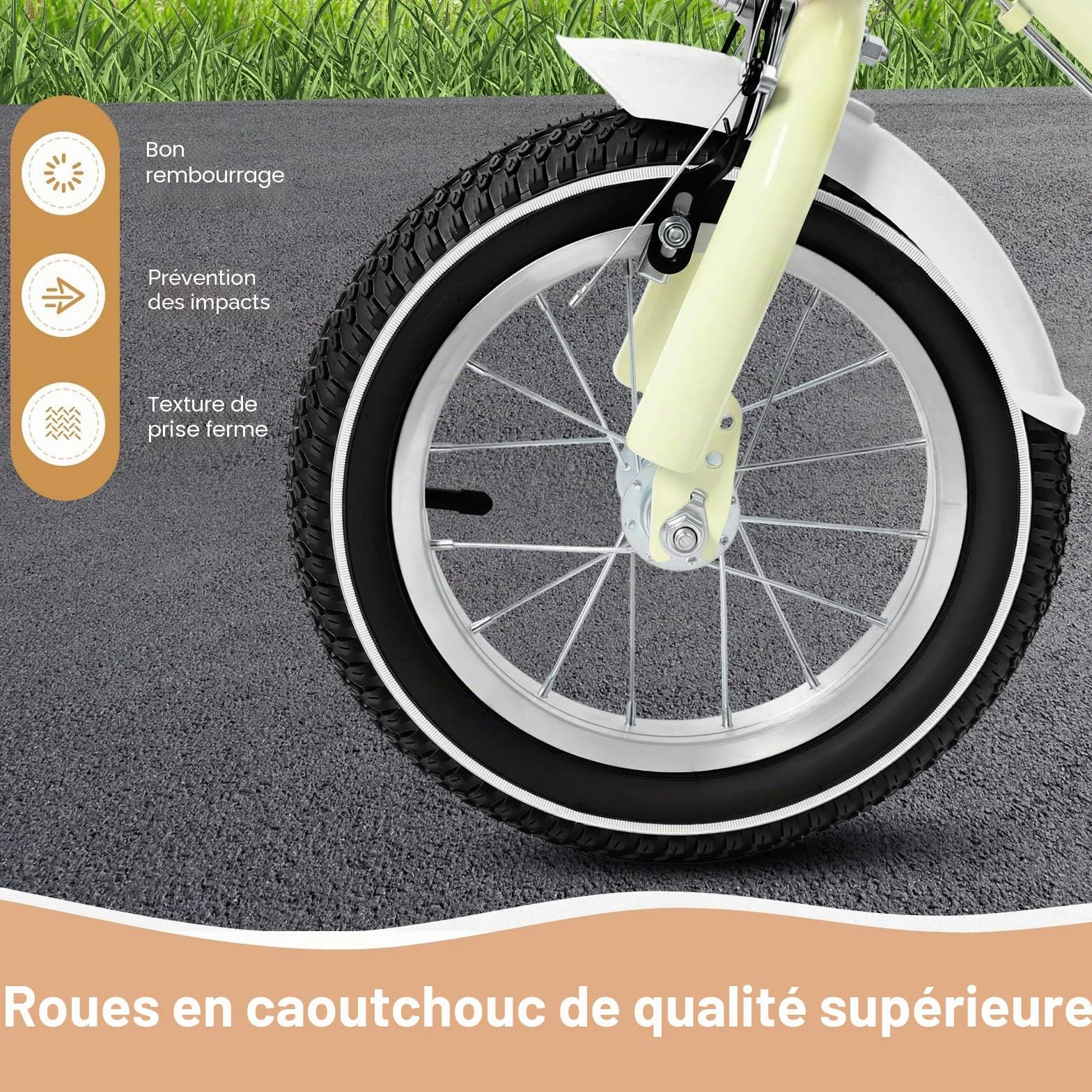 Vélo enfant 12 pouces avec panier avant roues stabilisatrices 2-4 ans hauteur réglable 60-70 cm