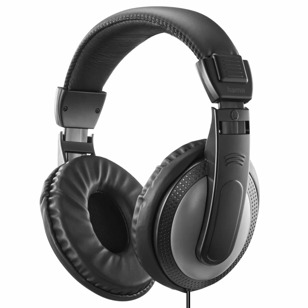 Hama Casque TV Filaire 6m ShellTV II, Circum-aural, Câble Extra-Long, Réglage du Volume Intégré, Jack 3.5 mm, Adaptateur Jack 6.35mm Inclus Plaqués Or, Idéal Hi-FI et Télévision, Noir