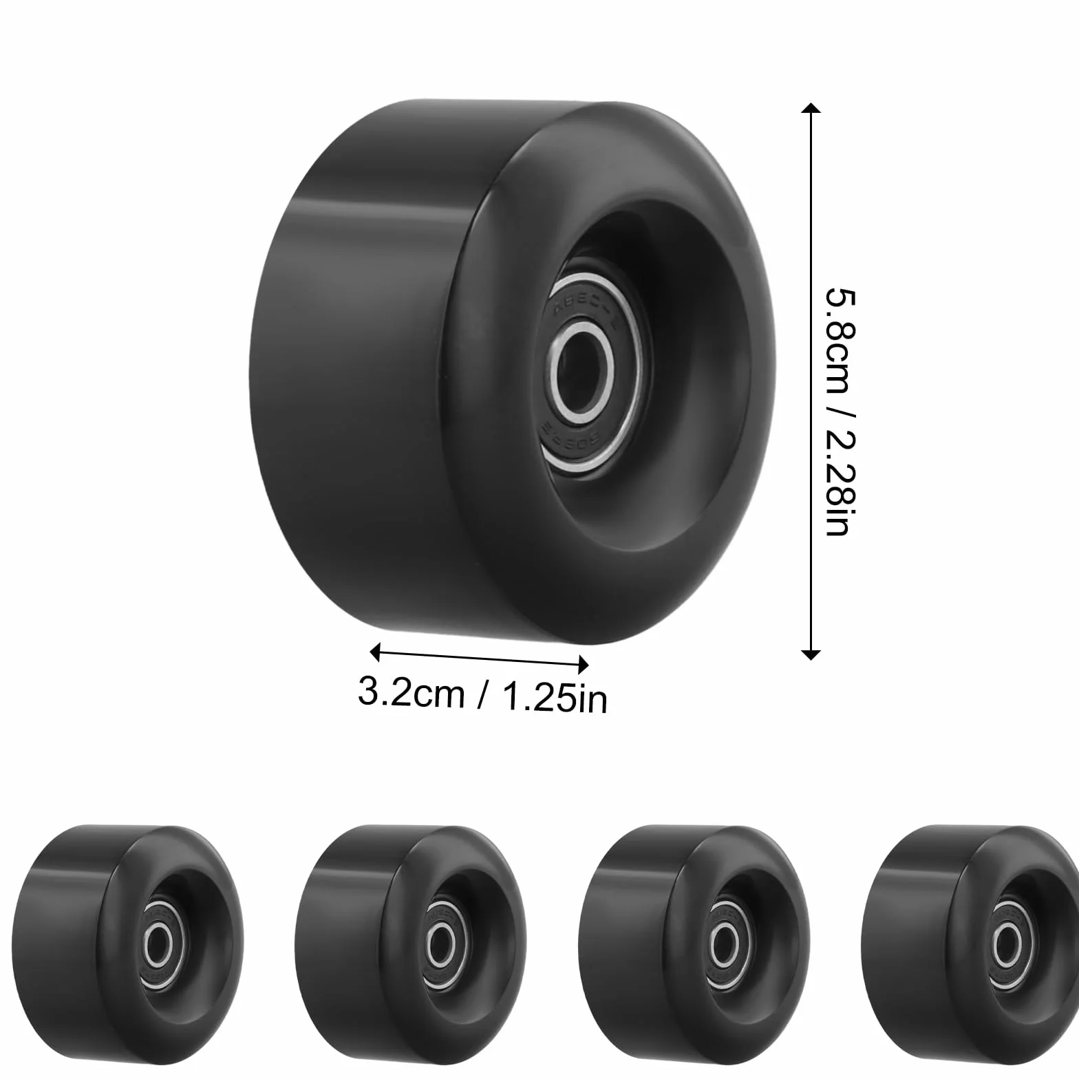 Roues de Patin à Roulettes 58x32mm PU, Roulements Double, Remplacement pour Quad Skates