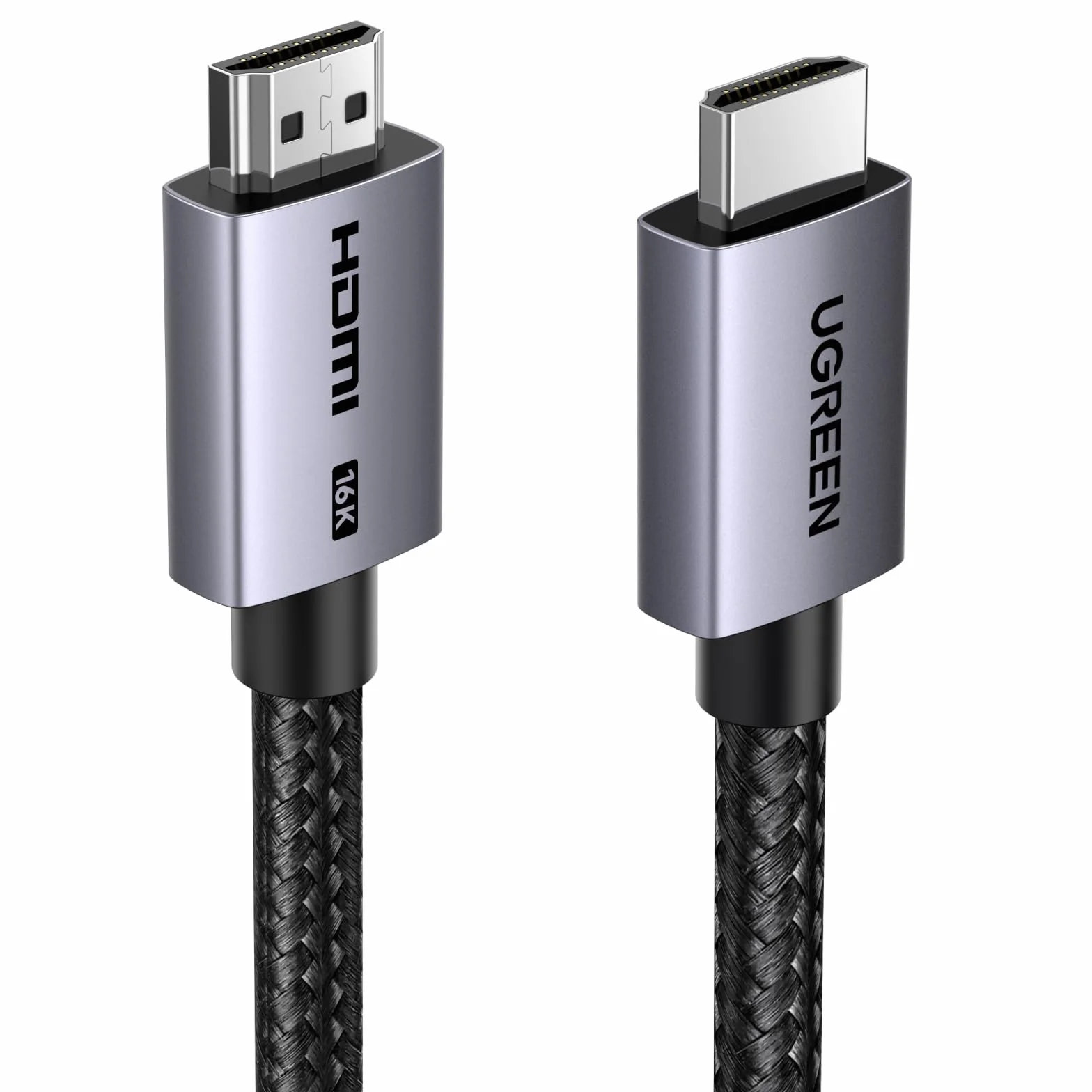 UGREEN 16K Câble HDMI 2.2 16K 60Hz 12K 8K 240Hz 96Gbps Ultra Haute Vitesse Cordon HDMI Aluminium LIP DynamicHDR Dolby Atmos HDCP Nylon Tressé Compatible avec PS5 4 Xbox MacBook Pro Blu Ray HDTV 2M