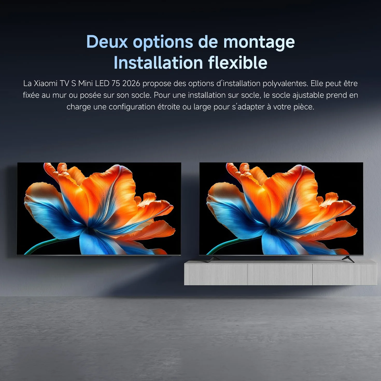 XIAOMI TV S Mini LED 75"(190 cm), QLED Mini LED Télévision, 4K UHD, Smart TV avec Google TV, HDR10+, Triple Tuner, DVB T2, 60Hz avec 120Hz Game Boost Mode, MEMC, Dolby Audio, Airplay 2