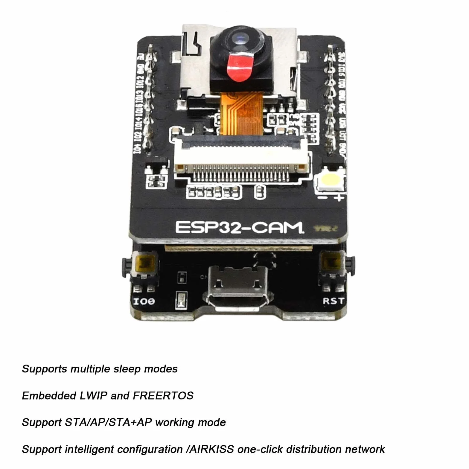 ESP32 CAM MB Lot de 2 cartes de développement Dual Core 240 MHz WiFi Bluetooth OV2640