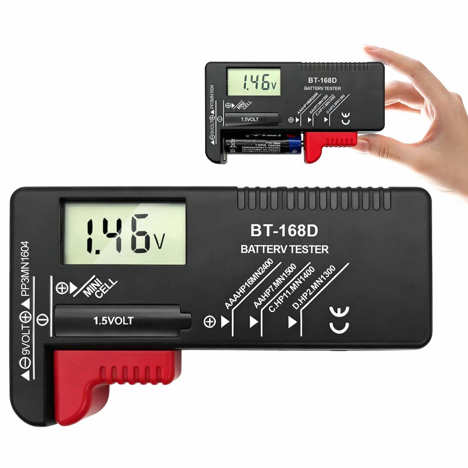 Testeur de batterie numérique,Testeur de Piles Universel,contrôleur de batterie pour AA AAA C D 9V 1.5V Batteries