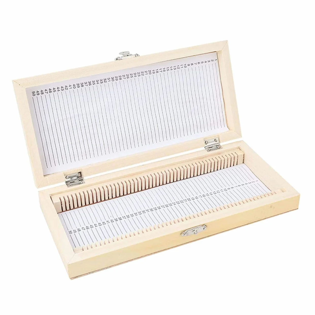 Amosfun Boîte Coulissante en Bois Compacte et Facile à Transporter Compartiments Numérotés pour 50 Lames de Microscope pour Collection de Spécimens