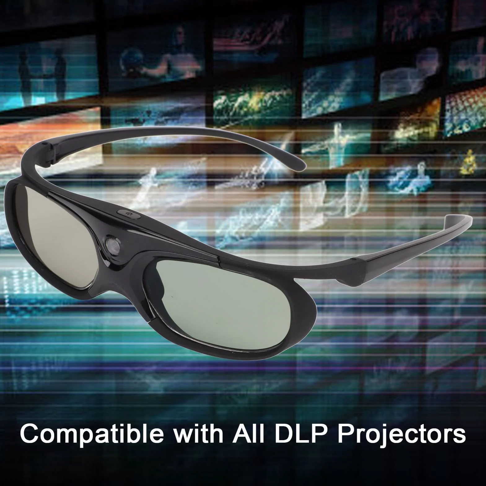 Lunettes 3D pour Orojecteurs 3D DLP, Lot de 2 Lunettes à Obturateur Actif 144 Hz, Batterie 80 MA Intégrée, Prise en Charge pour Optoma, pour BenQ, pour Acer, pour Vivitek, pour Dell, pour Viewsonic