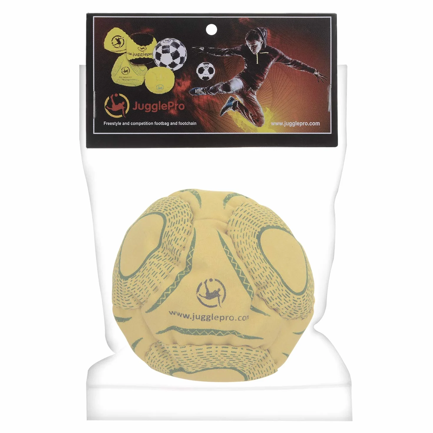 Footbag Hacky Sack 8 Panneaux World Cup Brésil Jaune - Tissu synthétique Ultra suède