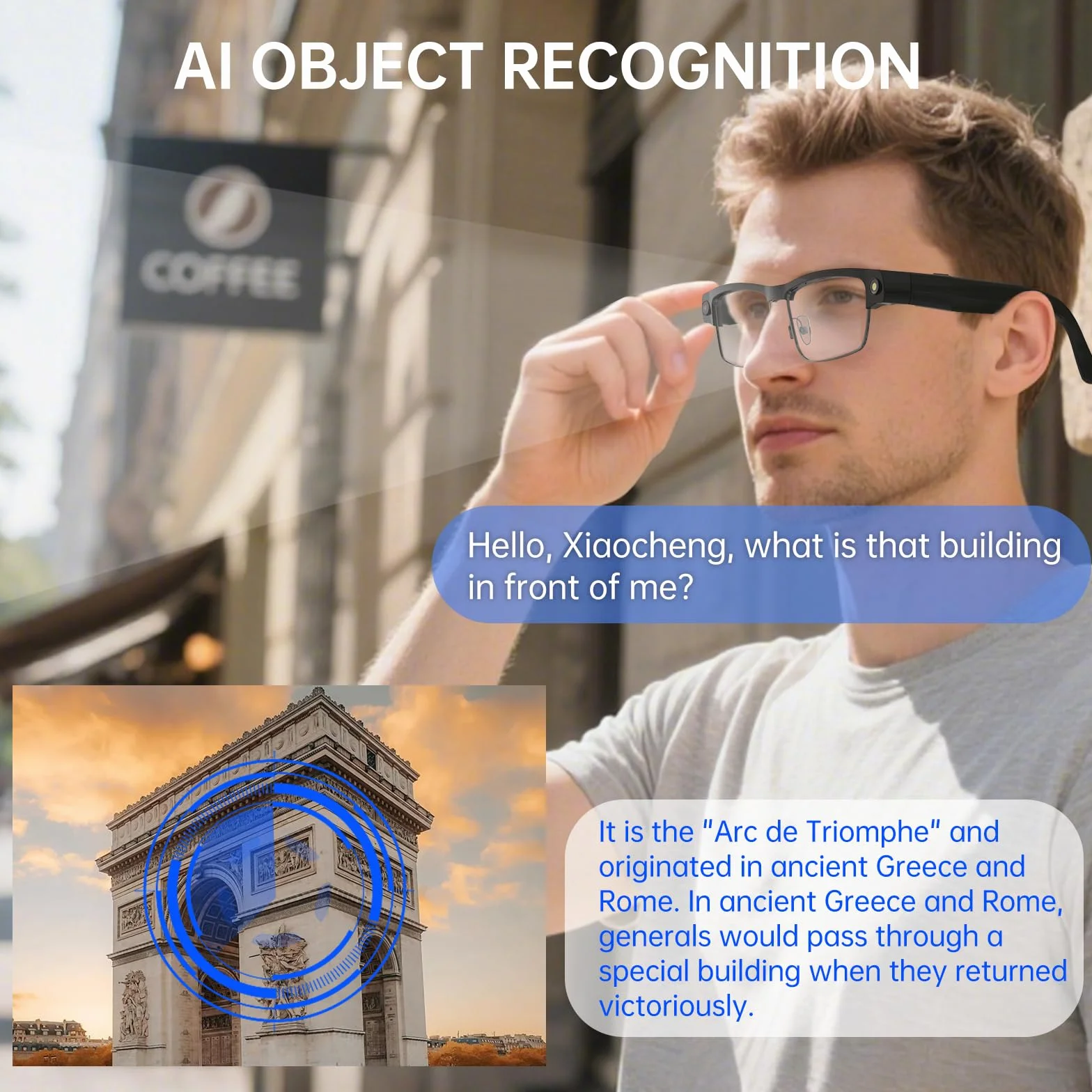 Lunettes Connectées Intelligentes avec Caméra HD 1080P – Smart Glasses avec Vidéo, Vocale AI, Audio Open-Ear, Appels & Musique, Micro ANC, Wi-Fi, Traduction et Protection UV – Pour Hommes Femmes