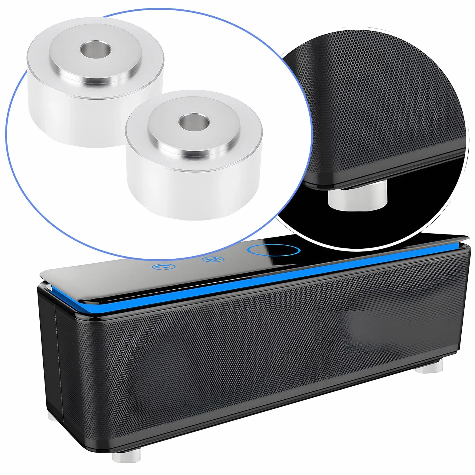 4 Amortisseurs de Vibrations pour Haut-parleurs (2 X 1 Cm) pour Absorption des Chocs Et Isolation des équipements de Haut-parleurs