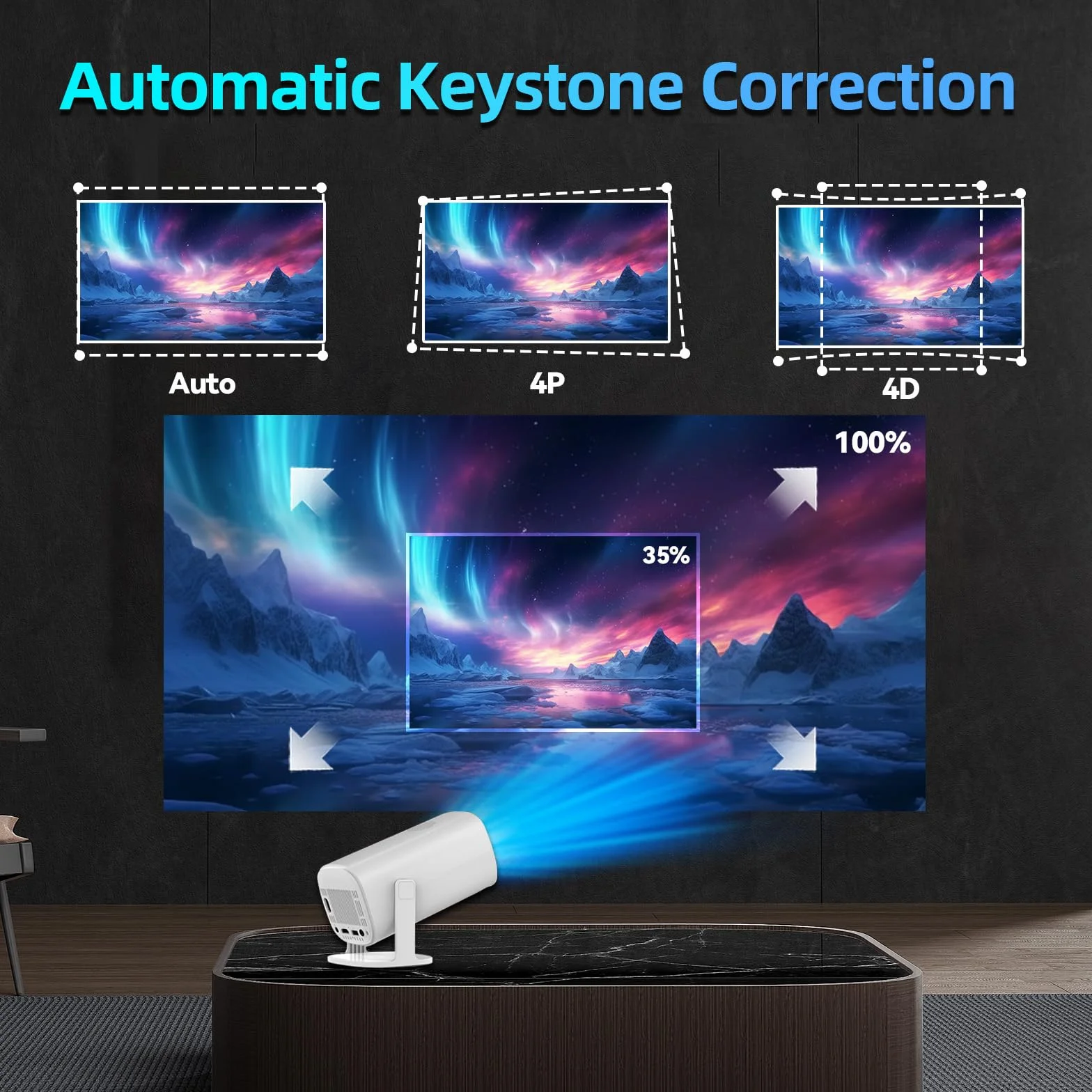 P30Plus 4K Projecteur de Jeux Vidéo avec 2 Manettes Sans Fil, 14 Émulateurs Intégrés, 36000+ Jeux, Blanc