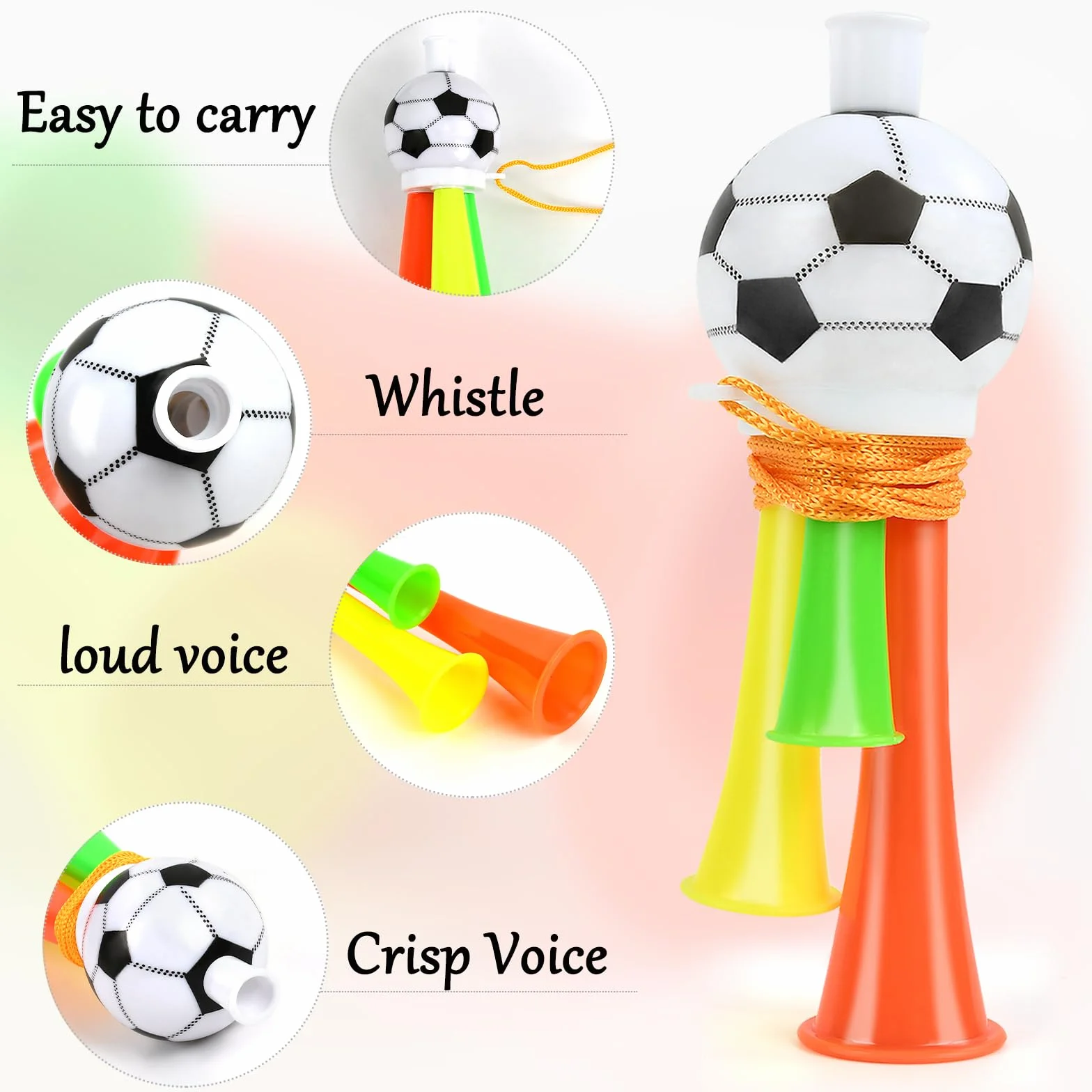 Trompette de Football 3 Pièces Corne Klaxon Plastique Enfants Fête 13cm