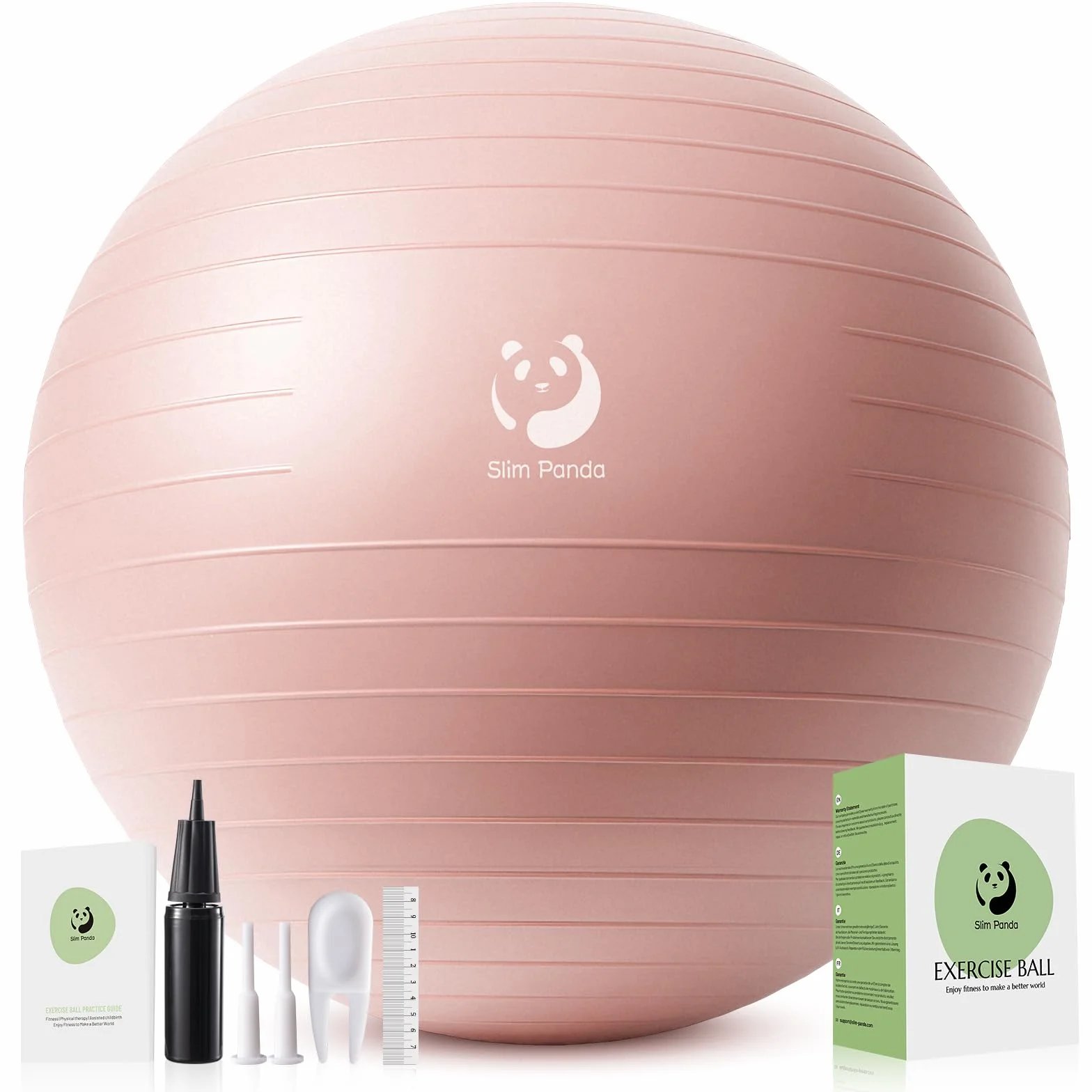 Ballon Pilates Slim Panda 55-85cm Anti-Slip Ballon de Gymnastique avec Paille de Gonflage