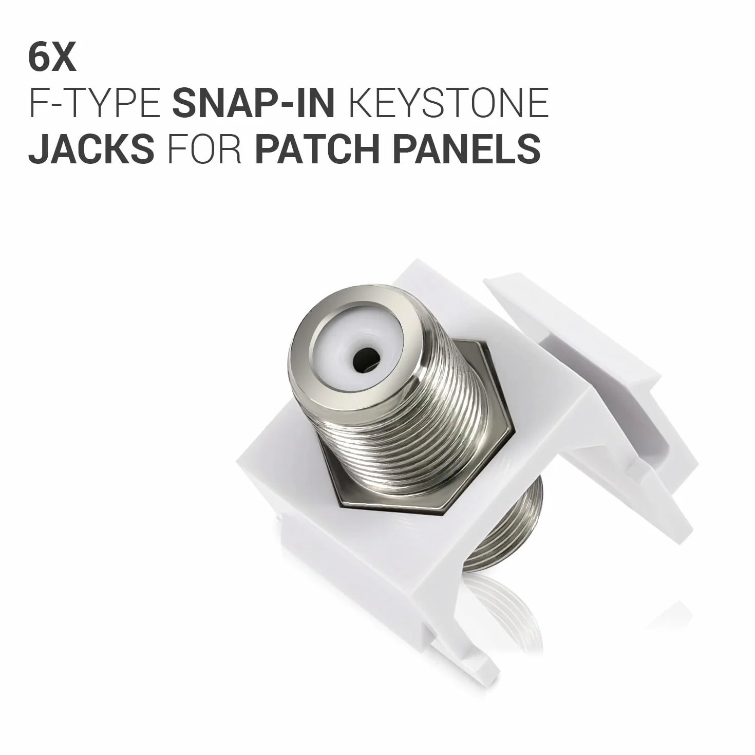 kwmobile 6x Embase Keystone Prise F - Module Connecteur pour Câble TV Satellite Prise F Standard - Montage Snap-In - Panneau de Brassage