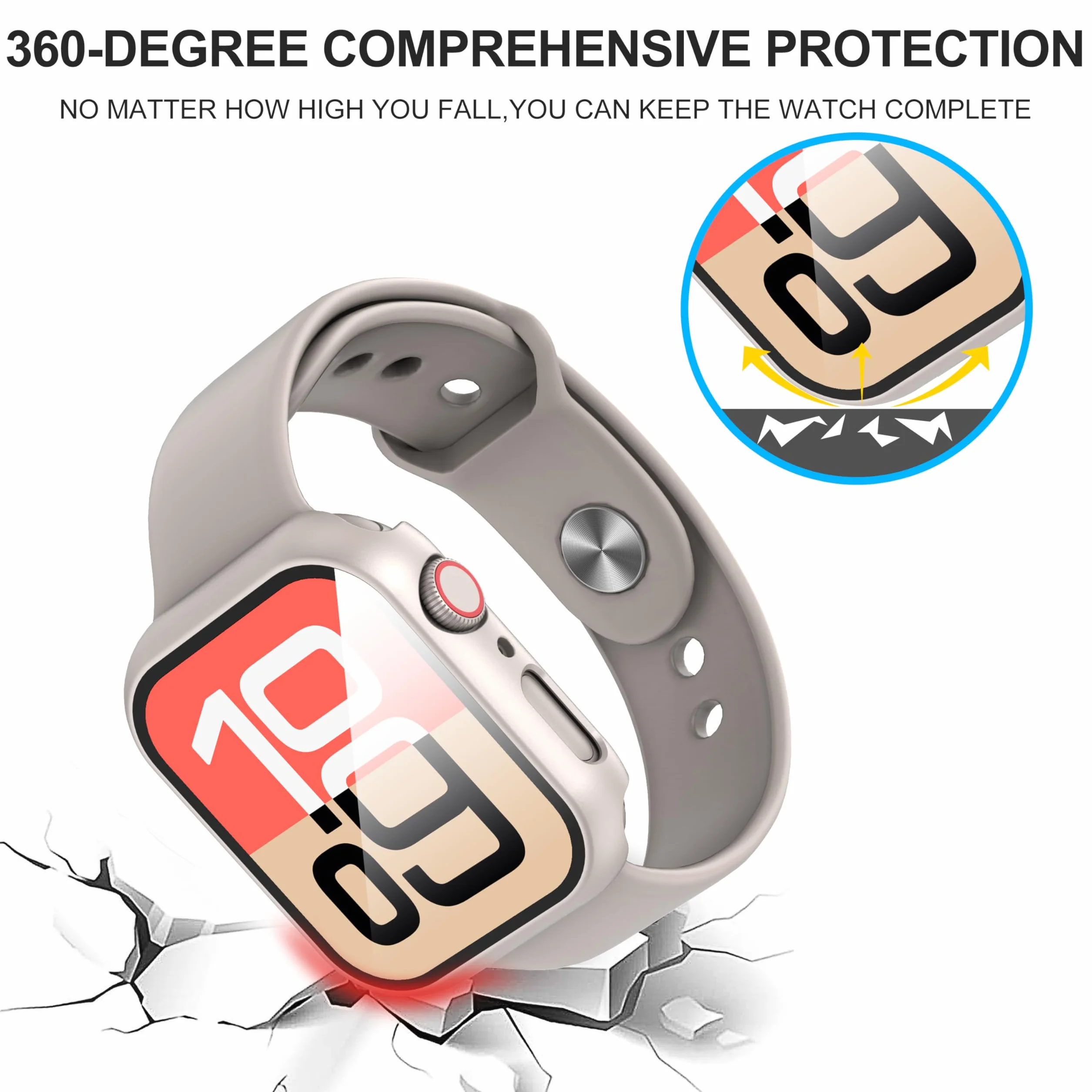 Diruite 2 Pièces Coque pour Apple Watch SE 3/2/1 /Series 6 5 4 40mm Protection Écran Dur PC Matériel Ultra Mince Verre Trempé Écran Case,Couleur Étoile,40mm