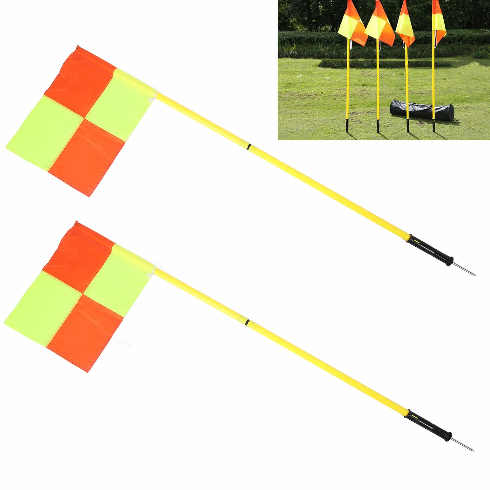 Football Corner Flags Set 1,5 m Poles 4 Square Flags Outdoor Training