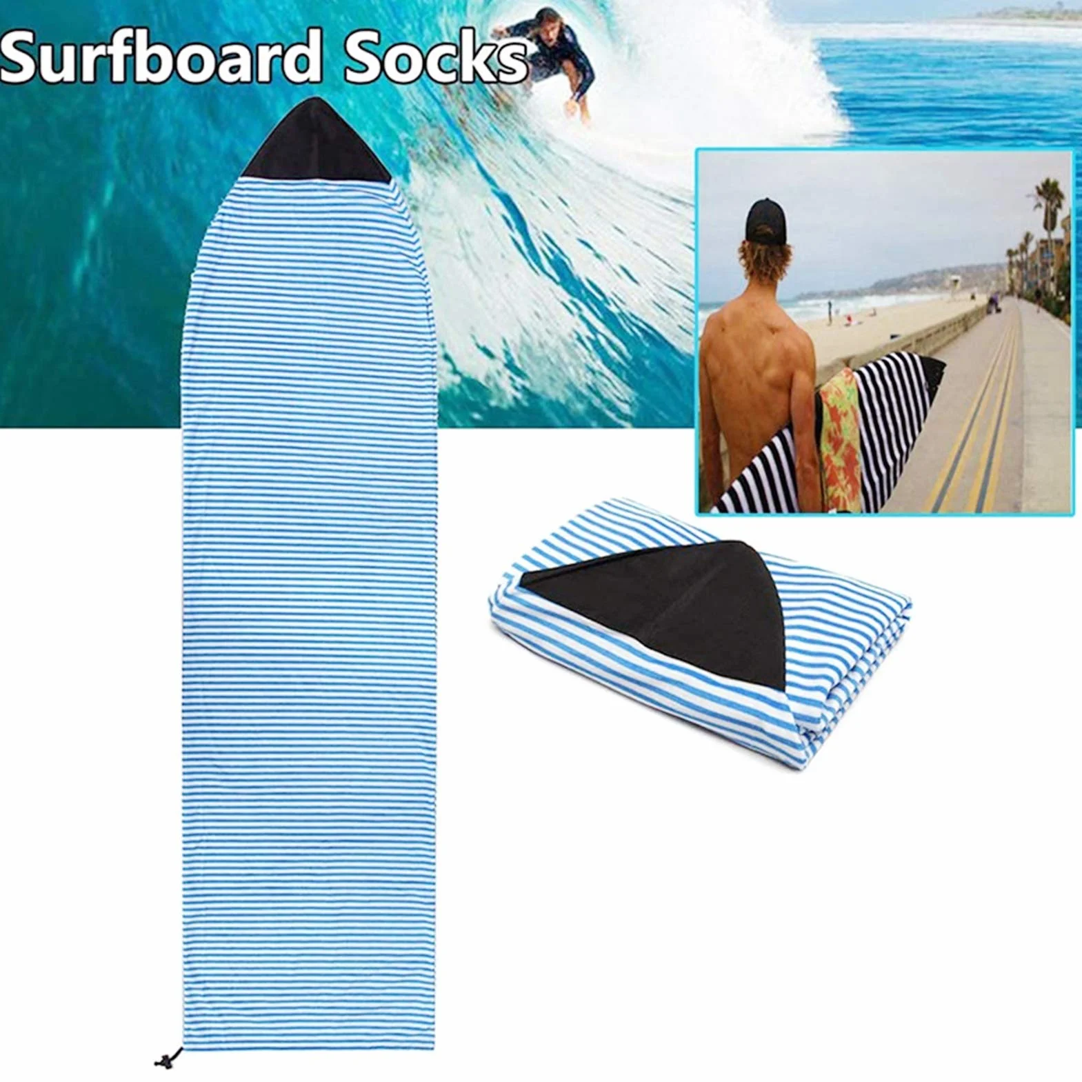 Housse de chaussette de surf extensible à séchage rapide avec cordon de serrage