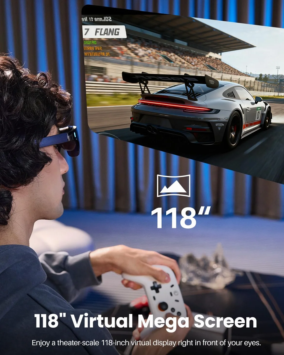 TOZO VIZO V1 Lunettes AR Connectées 118″ Écran Virtuel Géant pour Cinéma, Travail et Jeux, Ultra-Lumineux avec Réglage de la Netteté, Full HD 1080p, Son Stéréo, Compatibles iPhone/Android/PS5 et Plus
