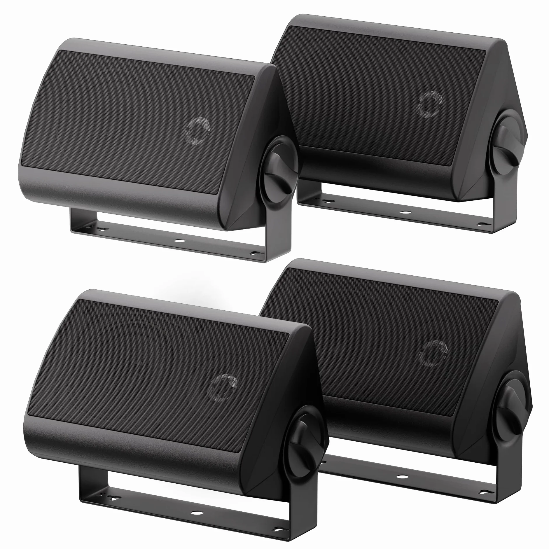 Herdio Etanche Enceintes d'extérieur 4 Pouces avec 400 Watts de Basses puissantes, Couverture sonore stéréo à Large Plage, durabilité par Tous Les Temps (2 Paires, Noir)