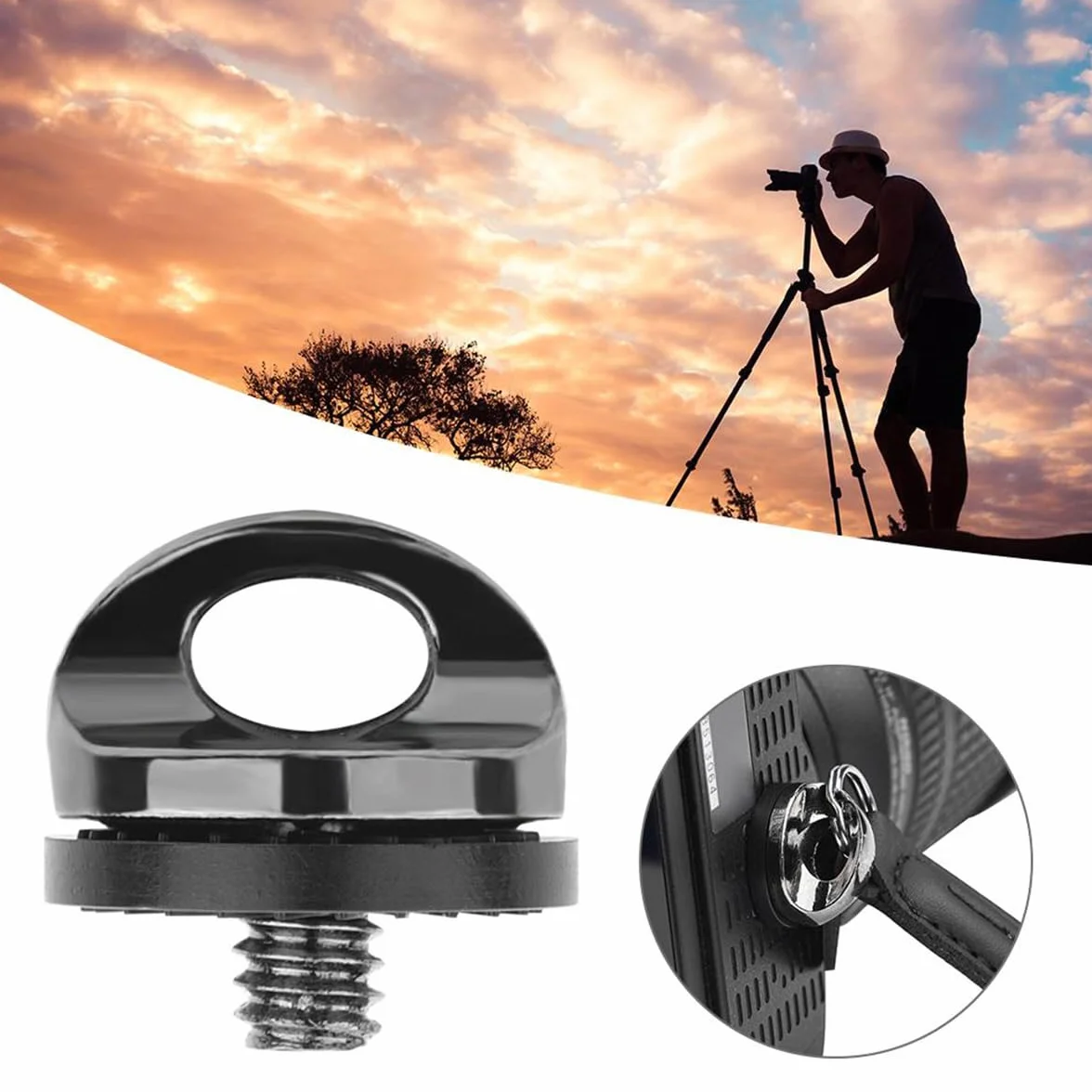 vis Adaptateur pour Sangle Appareil Photo et Caméra, Support à Vis 1/4" 3 Pcs Tokaneit