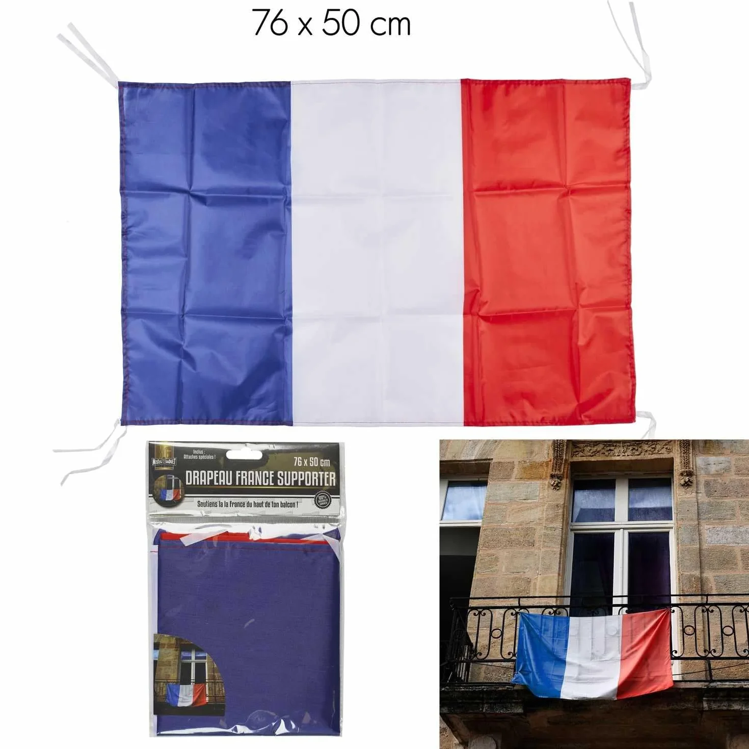 MISTER GADGET MG3461 Drapeau Français 70x50cm pour Fêtes Nationales Bleu Blanc Rouge