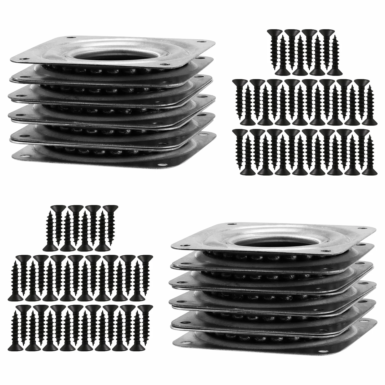 Lot de 10 Plateaux Rotatifs Carrés de 71 mm, en Métal, Roulements à Billes, Rotation à 360 Degrés, Pivotement Lazy Susan avec vis pour Étagère de Cuisine, Support TV, 30 kg, Argent