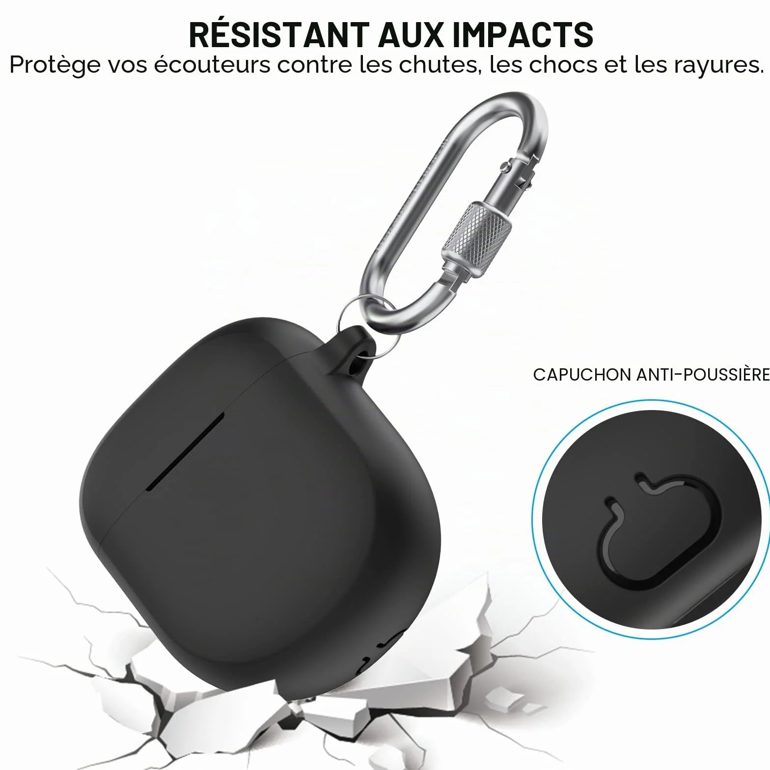 Coque Silicone pour Bose QuietComfort Ultra Earbuds II 2023 - Étui Protection Anti-Rayures Antichoc Noir