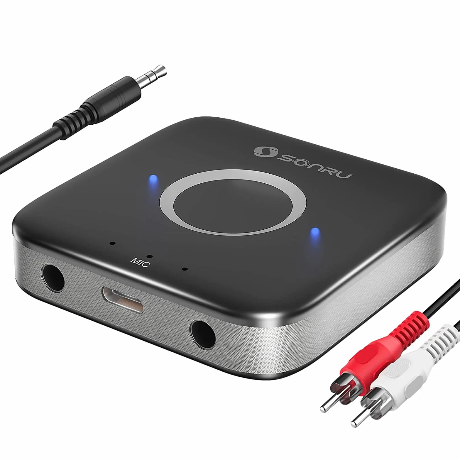 SONRU Récepteur Bluetooth 5.3, Adaptateur Bluetooth Récepteur Audio sans Fil de Voiture avec Câble RCA AUX 3,5 mm, Doubles Sorties AUX pour Système Audio de Diffusion Musique Stéréo à Domicile